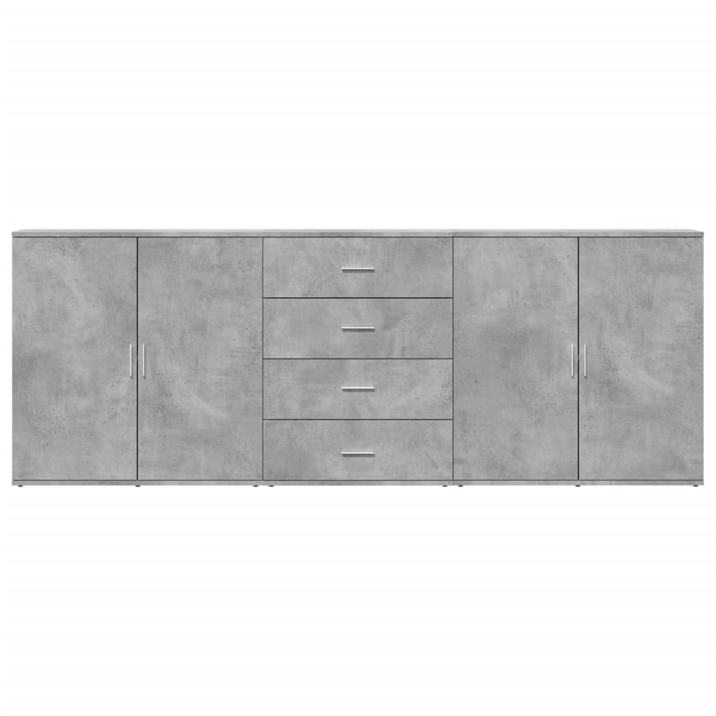 vidaXL Sideboards 3 pcs Concrete Grey Engineered Wood 5