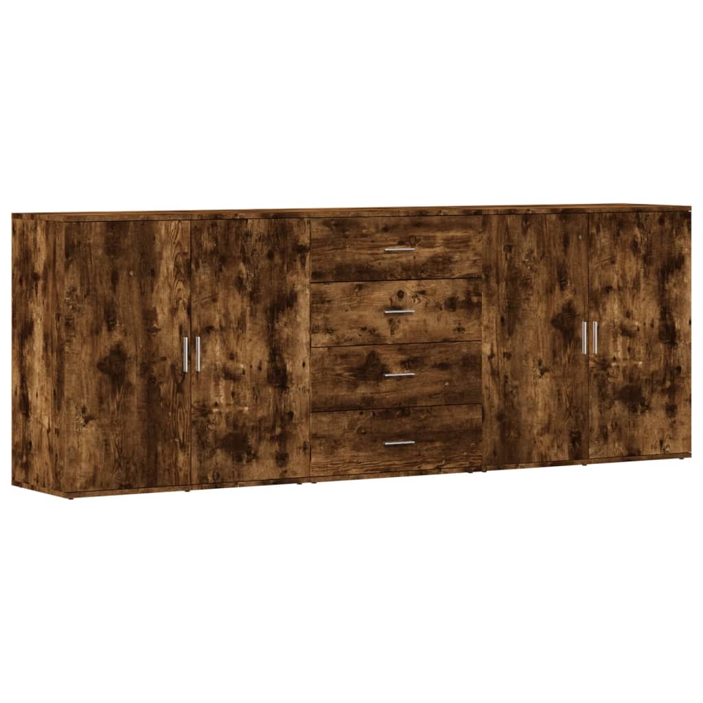 vidaXL Sideboards 3 pcs Smoked Oak Engineered Wood 2