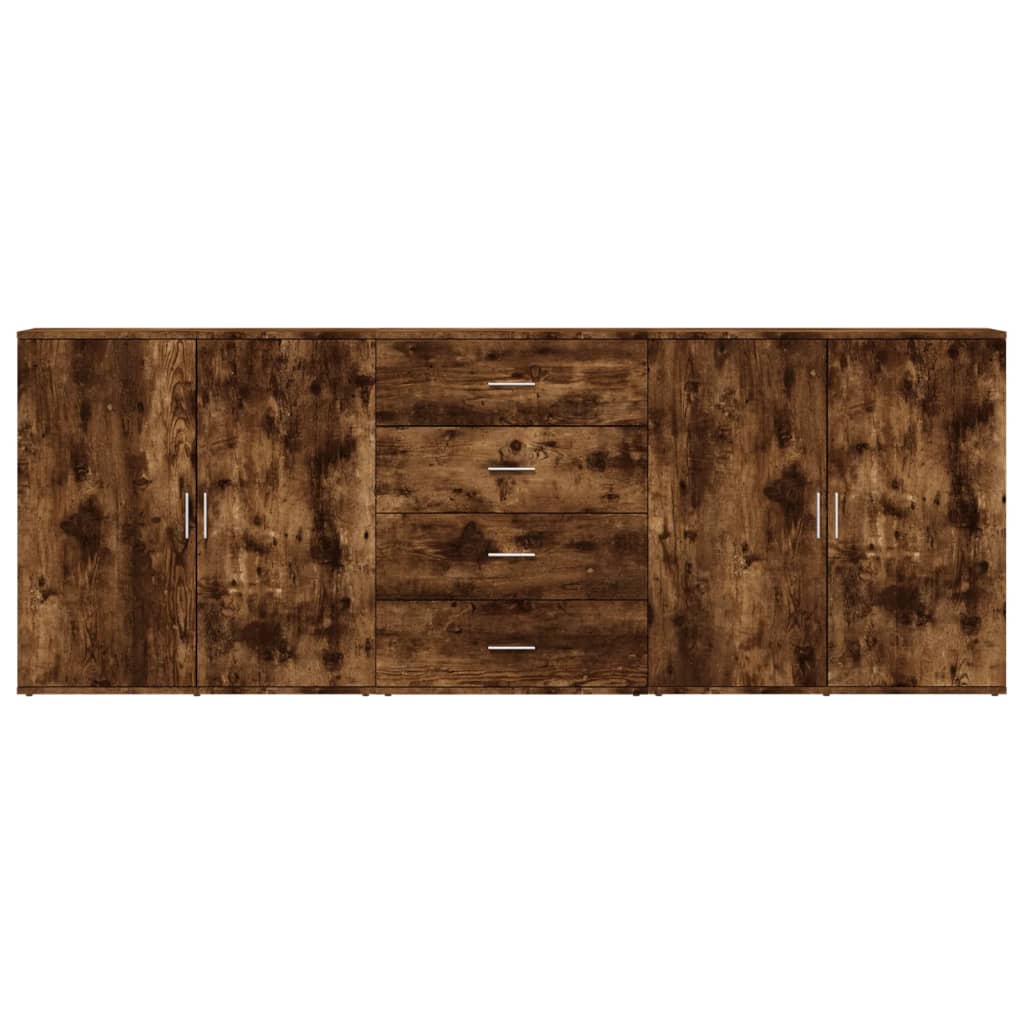 vidaXL Sideboards 3 pcs Smoked Oak Engineered Wood 4