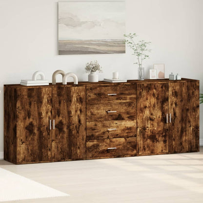 vidaXL Sideboards 3 pcs Smoked Oak Engineered Wood 1