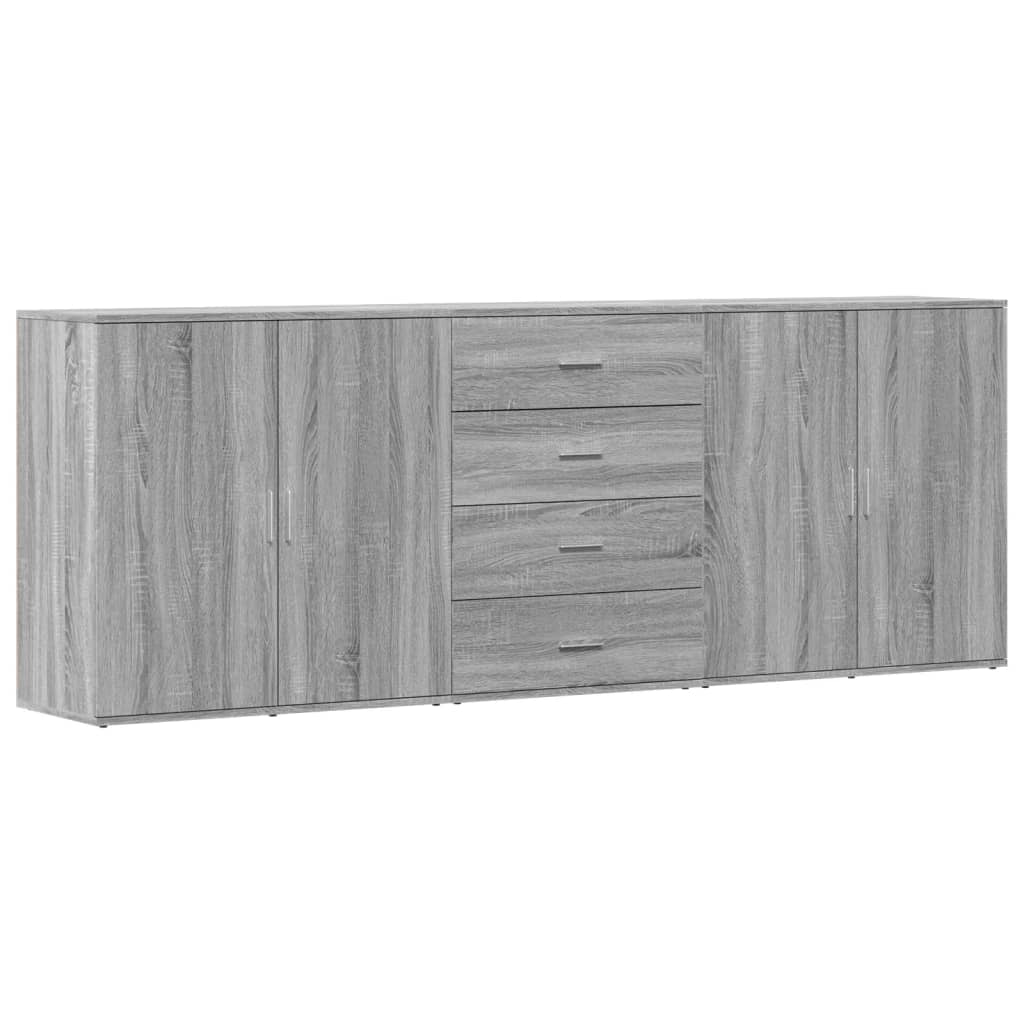 vidaXL Sideboards 3 pcs Grey Sonoma Engineered Wood 2