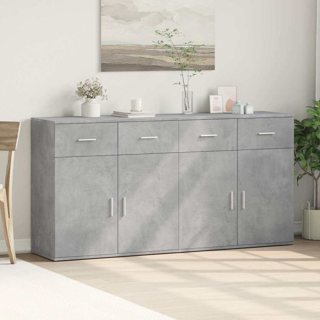vidaXL Sideboards 2 pcs Concrete Grey 79x38x80 cm Engineered Wood 3
