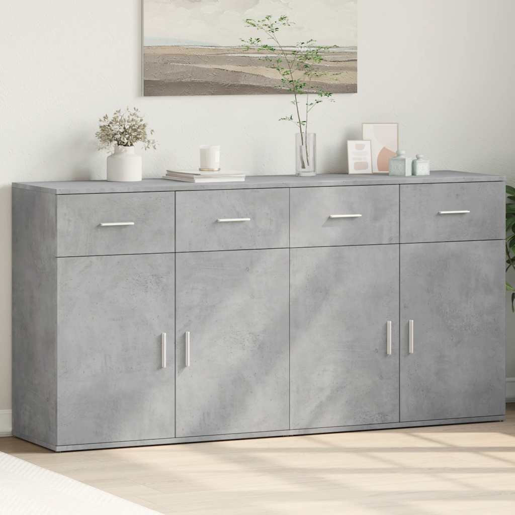 vidaXL Sideboards 2 pcs Concrete Grey 79x38x80 cm Engineered Wood 1