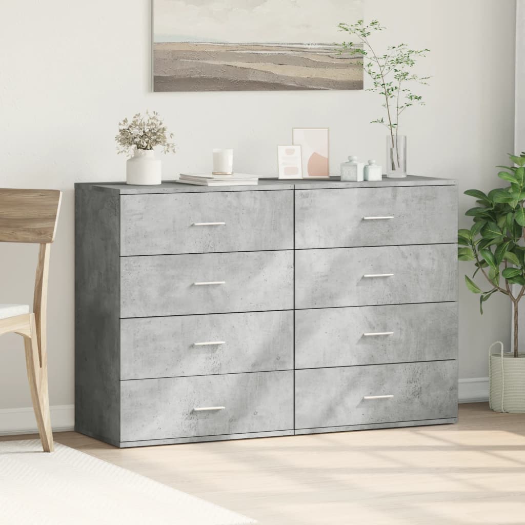 vidaXL Sideboards 2 pcs Concrete Grey 60x39x80 cm Engineered Wood 3