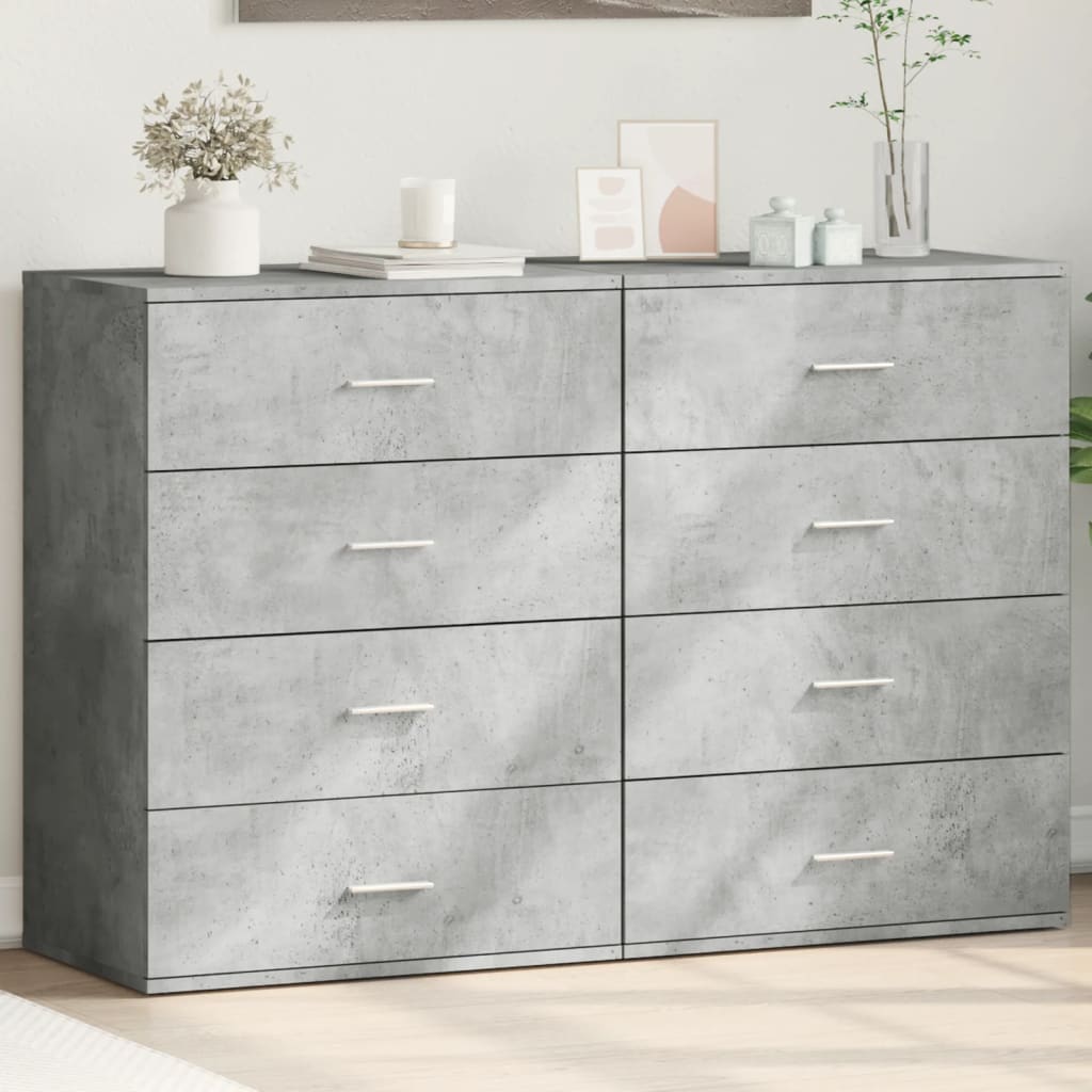 vidaXL Sideboards 2 pcs Concrete Grey 60x39x80 cm Engineered Wood 1