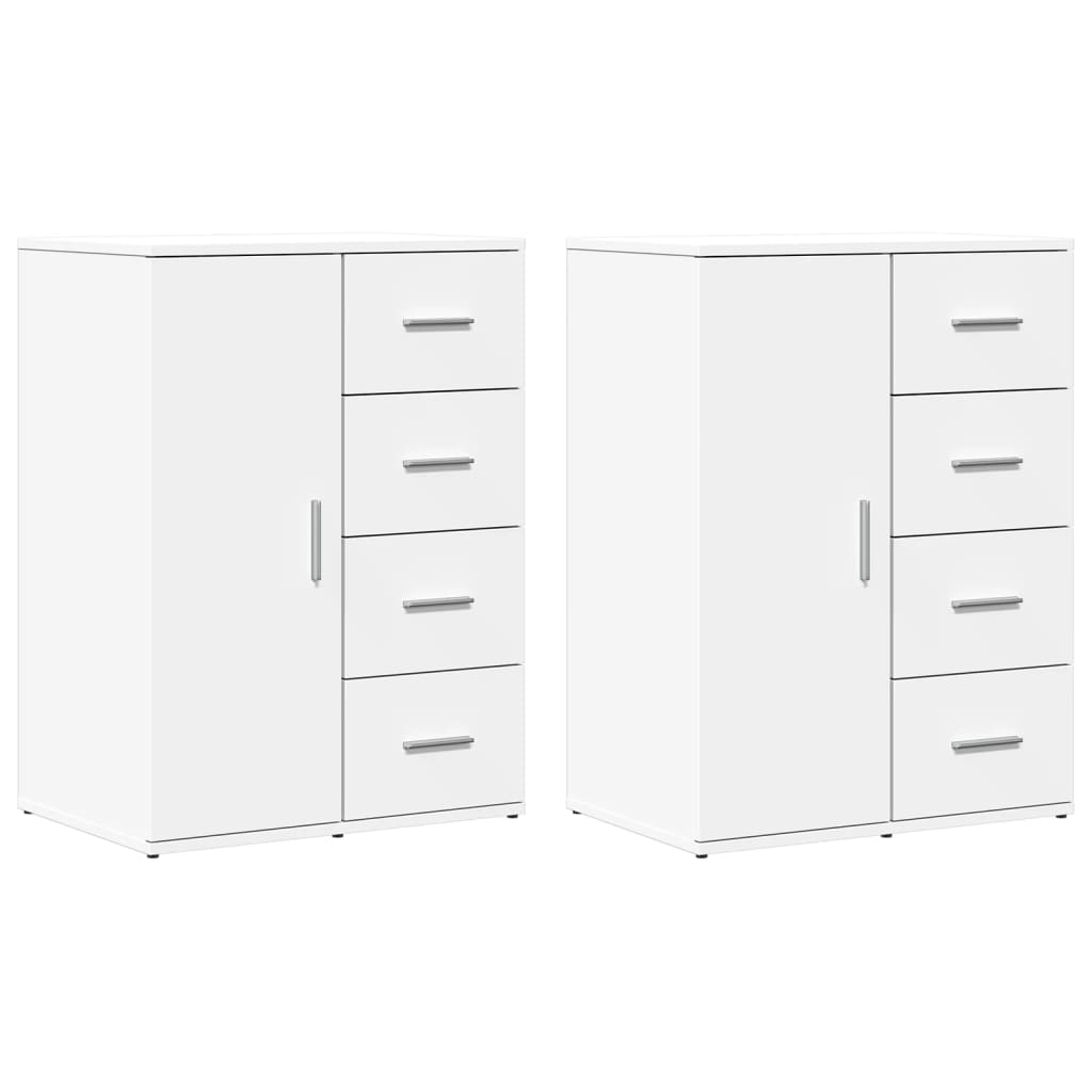 vidaXL Sideboards 2 pcs White 59x39x80 cm Engineered Wood 2