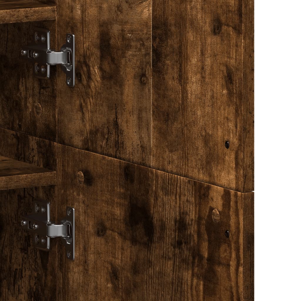 vidaXL Shoe Cabinet Smoked Oak 80x39x178 cm Engineered Wood 6