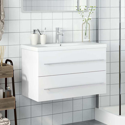 vidaXL Bathroom Sink Cabinet with Built-in Basin White 3