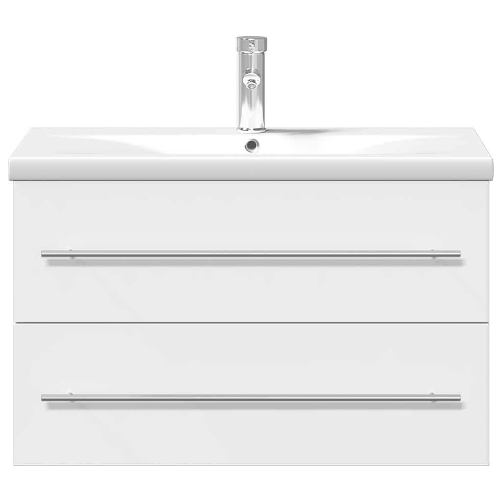 vidaXL Bathroom Sink Cabinet with Built-in Basin White 4