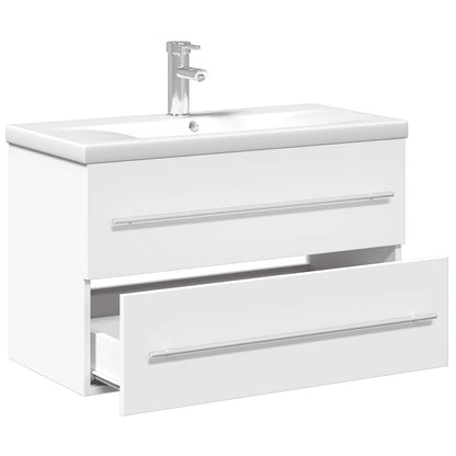 vidaXL Bathroom Sink Cabinet with Built-in Basin White 5