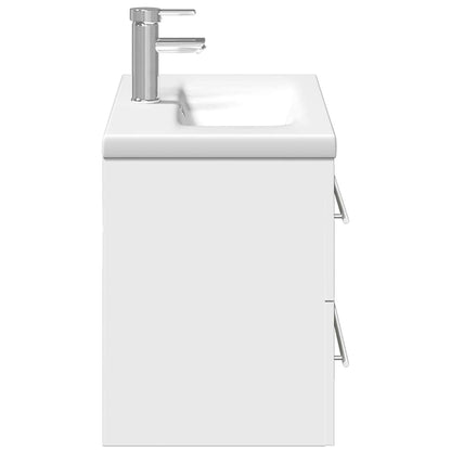 vidaXL Bathroom Sink Cabinet with Built-in Basin White 6