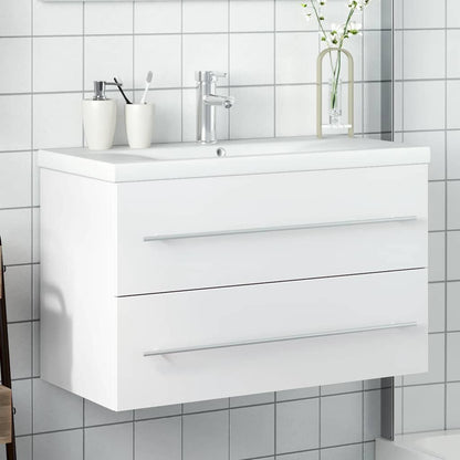 vidaXL Bathroom Sink Cabinet with Built-in Basin White 1