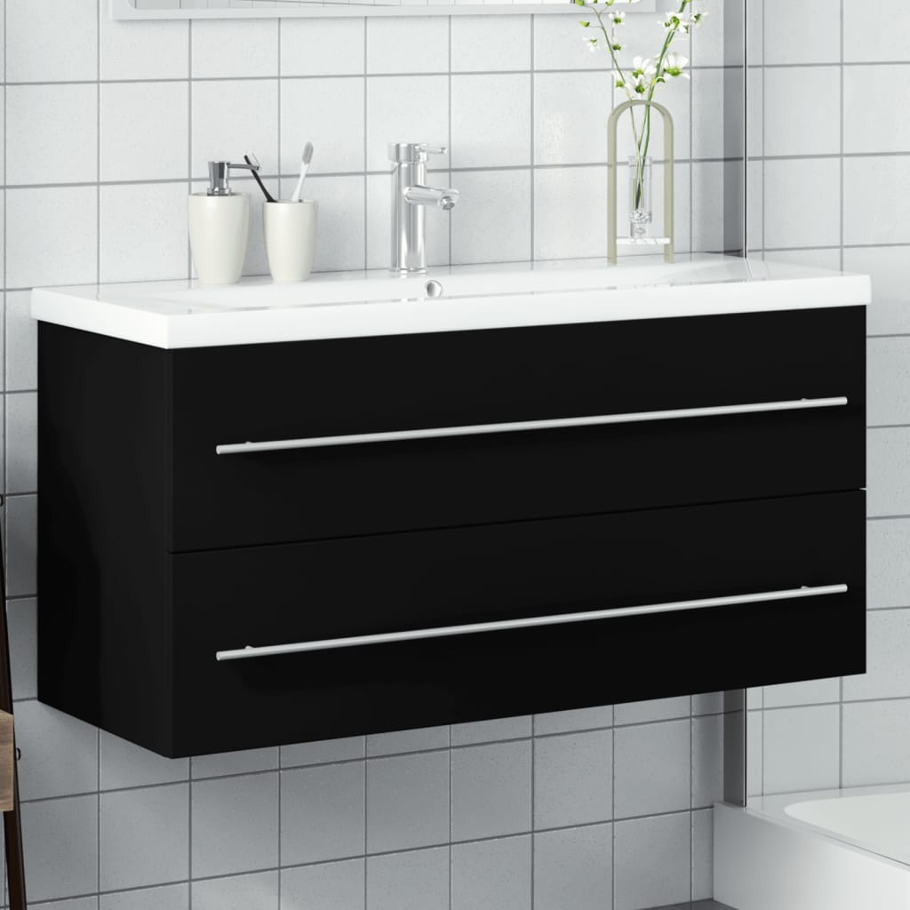 vidaXL Bathroom Sink Cabinet with Built-in Basin with Faucet