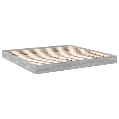 Bed Frame without Mattress Engineered Wood Length 200 cm Height 17 cm Grey Sonoma 180 cm