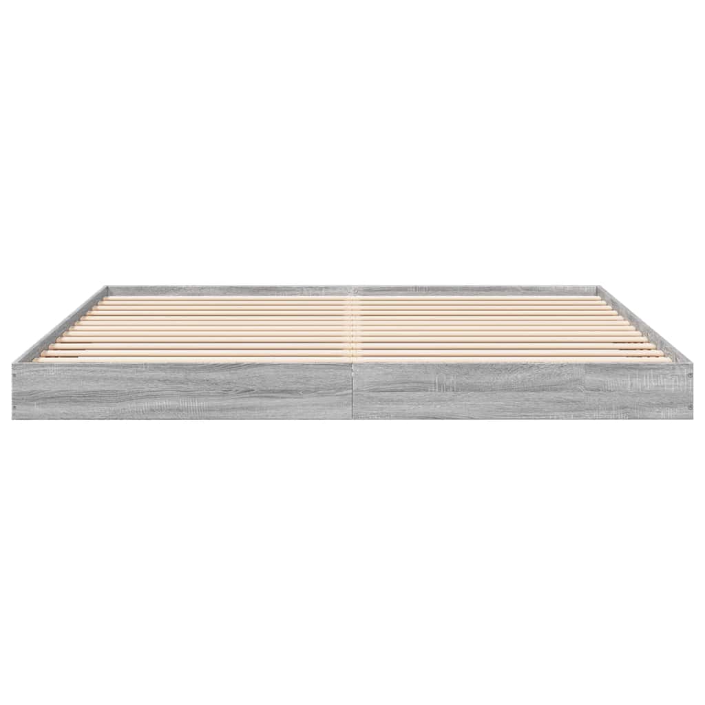 Bed Frame without Mattress Engineered Wood Length 200 cm Height 17 cm Grey Sonoma 180 cm