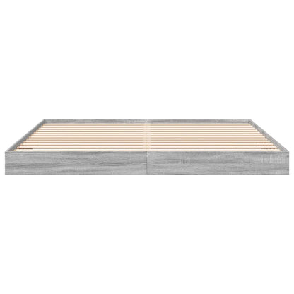 Bed Frame without Mattress Engineered Wood Length 200 cm Height 17 cm Grey Sonoma 180 cm