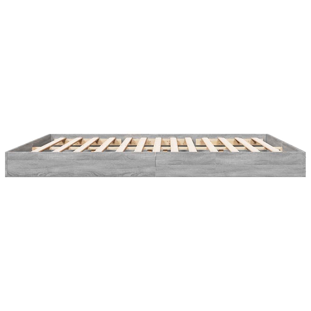 Bed Frame without Mattress Engineered Wood Length 200 cm Height 17 cm Grey Sonoma 180 cm
