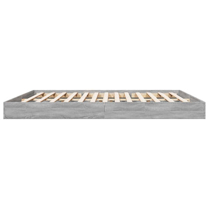 Bed Frame without Mattress Engineered Wood Length 200 cm Height 17 cm Grey Sonoma 180 cm
