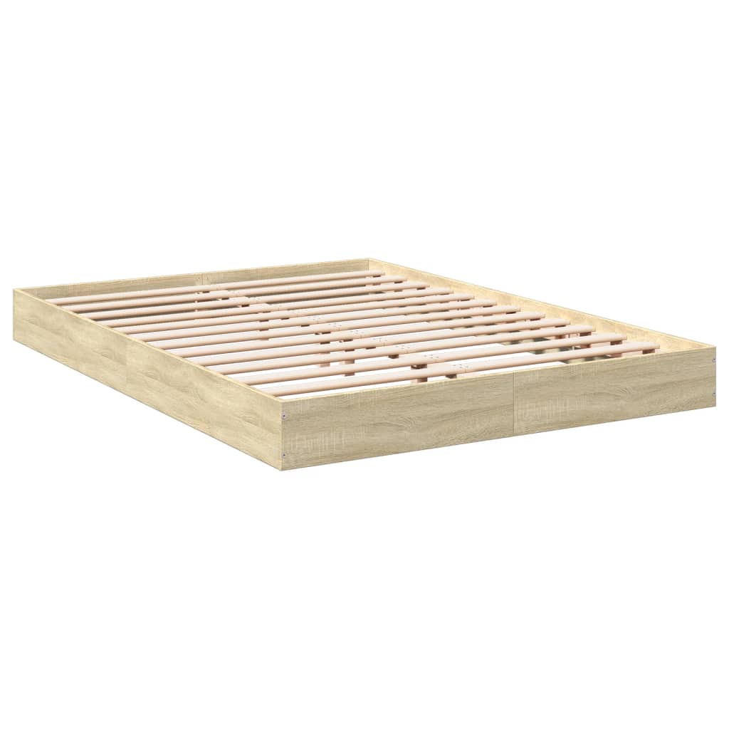 Bed Frame without Mattress Engineered Wood Length 200 cm Height 17 cm Sonoma Oak 140 cm