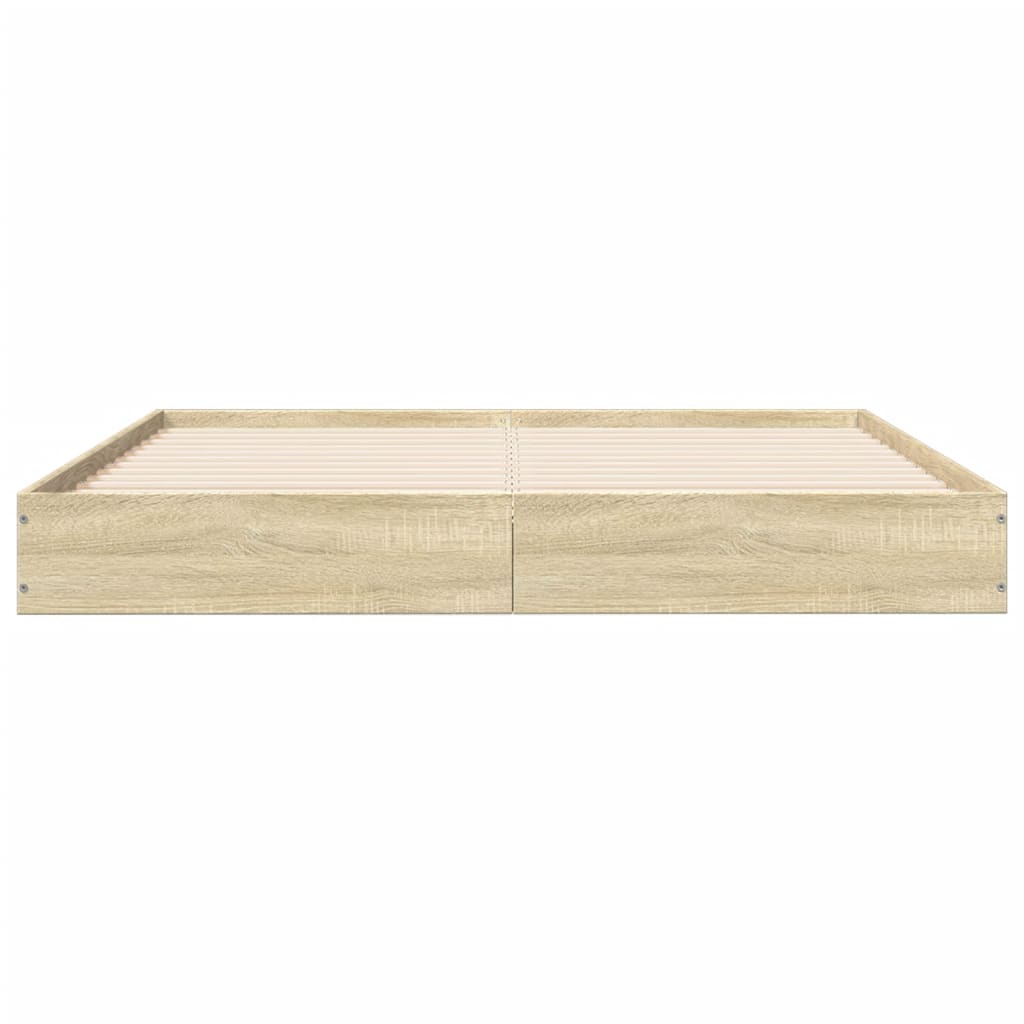 Bed Frame without Mattress Engineered Wood Length 200 cm Height 17 cm Sonoma Oak 140 cm