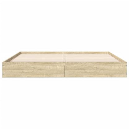 Bed Frame without Mattress Engineered Wood Length 200 cm Height 17 cm Sonoma Oak 140 cm