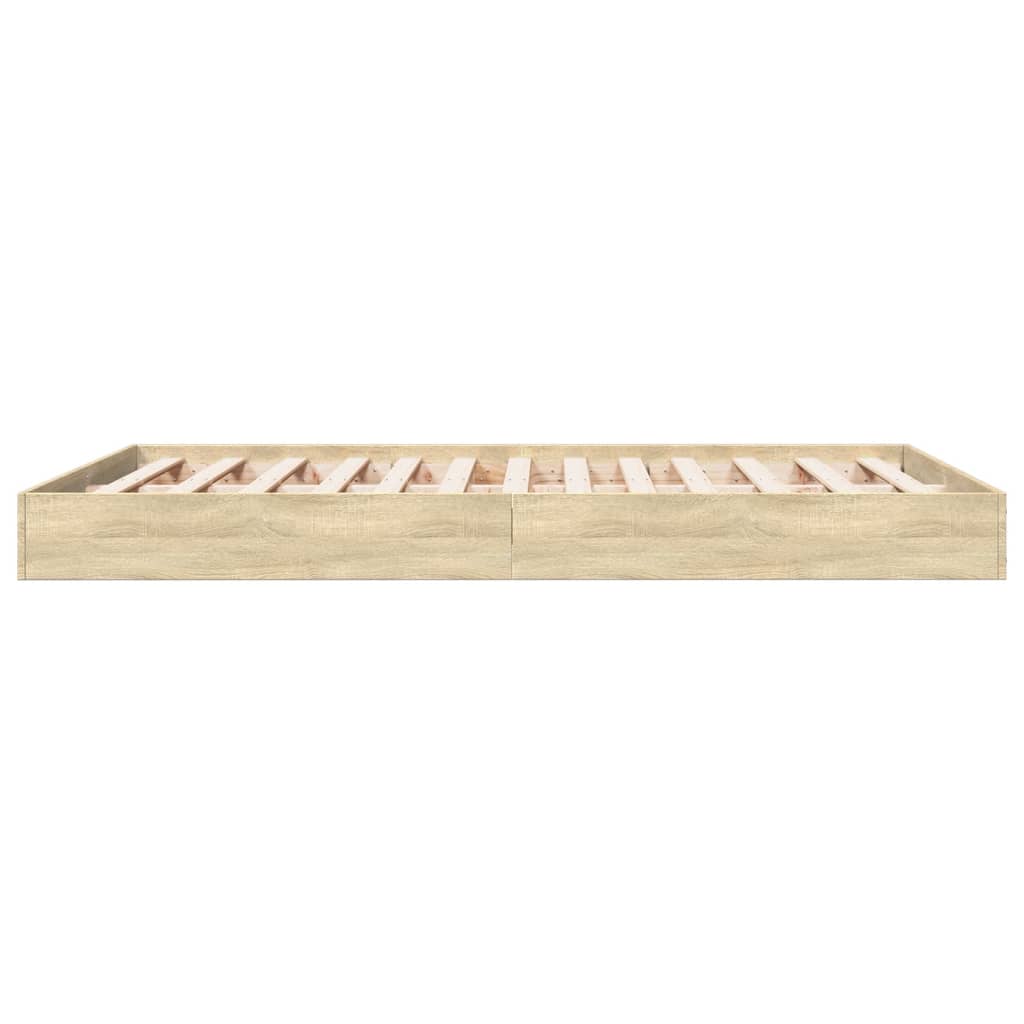 Bed Frame without Mattress Engineered Wood Length 200 cm Height 17 cm Sonoma Oak 140 cm