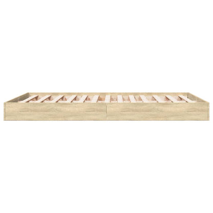 Bed Frame without Mattress Engineered Wood Length 200 cm Height 17 cm Sonoma Oak 140 cm
