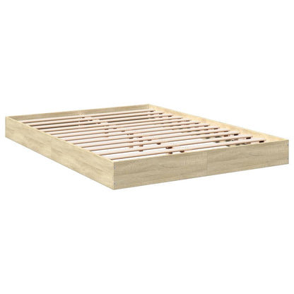 Bed Frame without Mattress Engineered Wood Length 200 cm Height 17 cm Sonoma Oak 140 cm