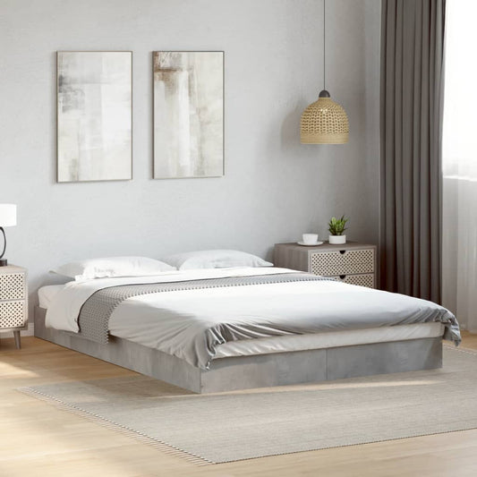 Bed Frame without Mattress Length 200 cm Height 17 cm Concrete Grey 140 cm