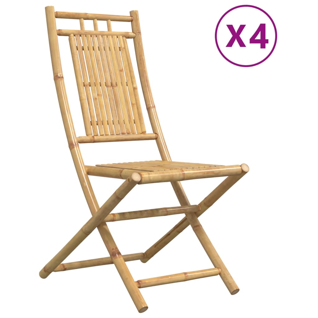 vidaXL Folding Chairs 4 pcs 46x66x99 cm Bamboo 2