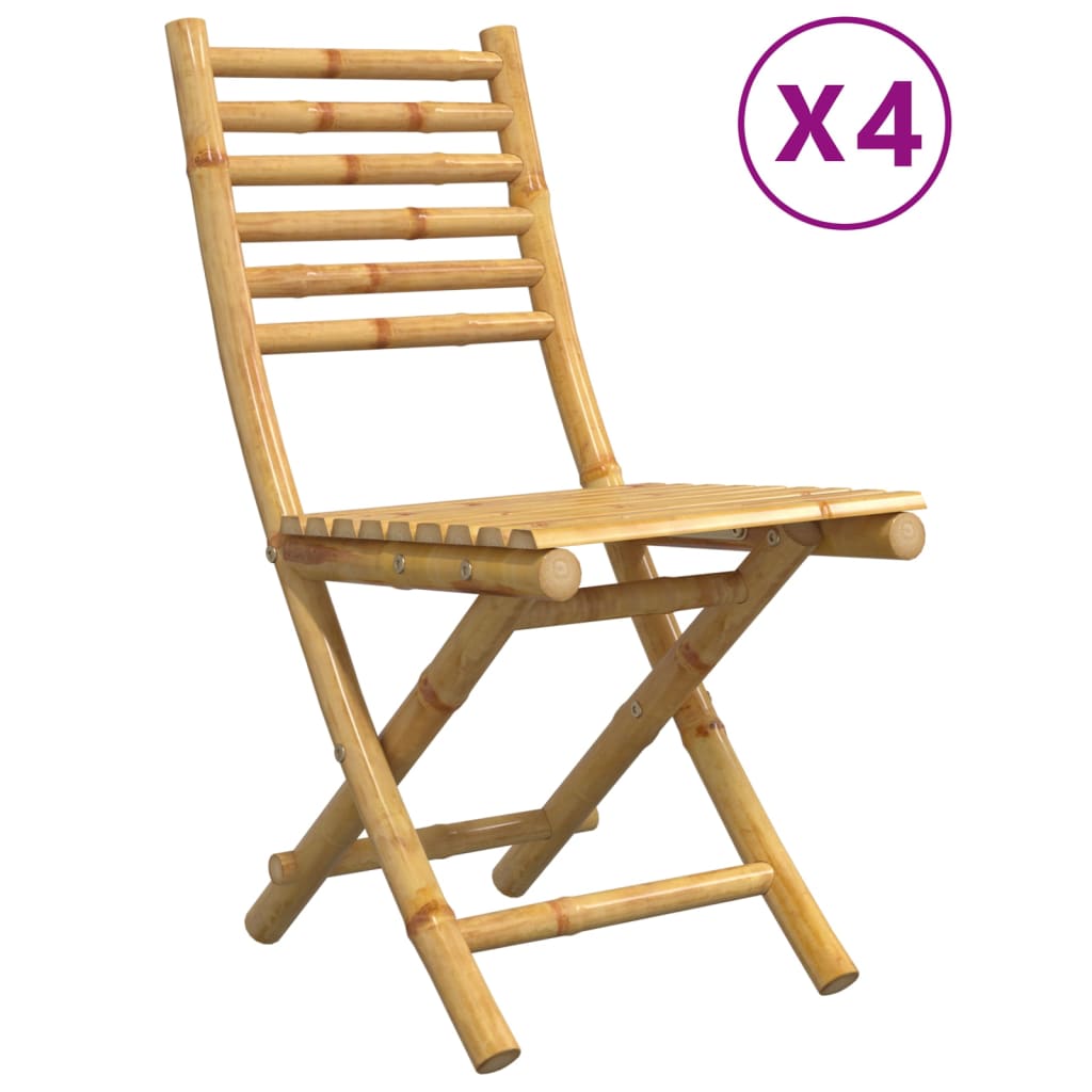 vidaXL Folding Chairs 4 pcs 43x54x88 cm Bamboo 2