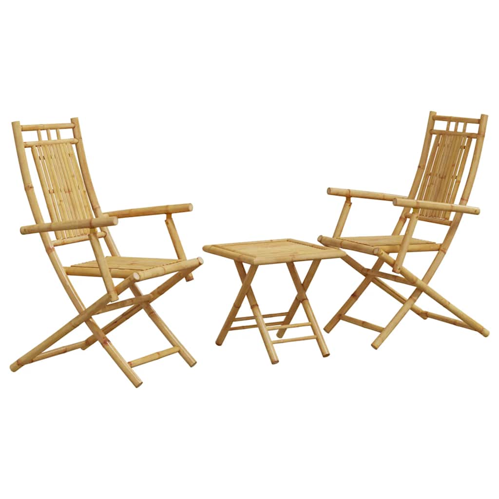 vidaXL 3 Piece Bistro Set Bamboo 2