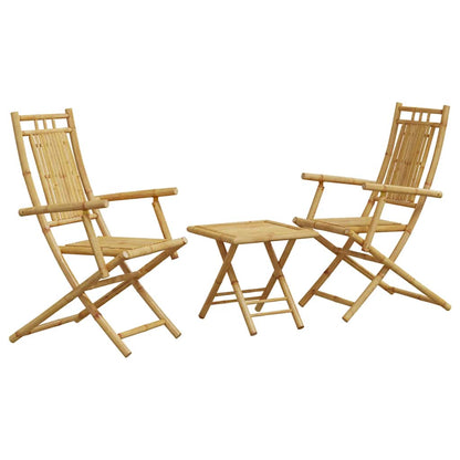 vidaXL 3 Piece Bistro Set Bamboo 2