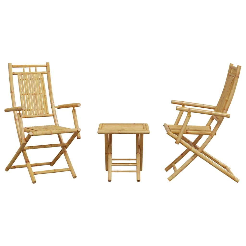 vidaXL 3 Piece Bistro Set Bamboo 4