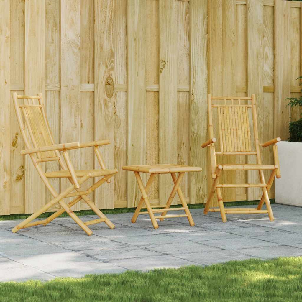 vidaXL 3 Piece Bistro Set Bamboo 1