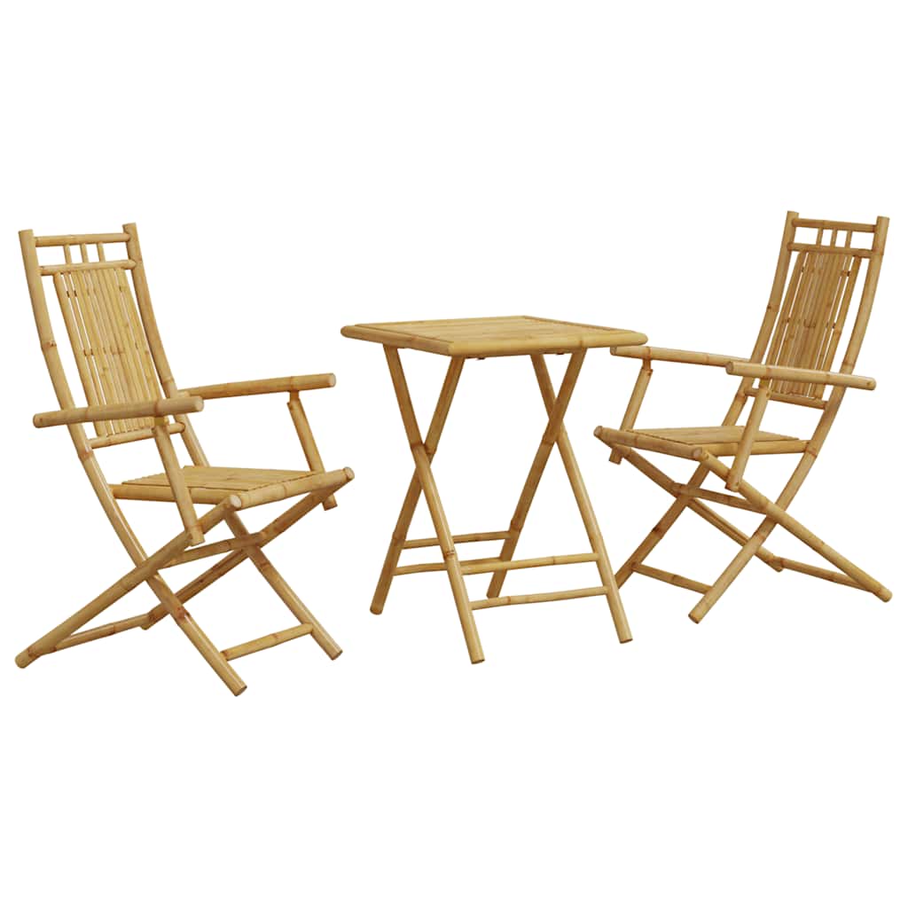 vidaXL 3 Piece Bistro Set Bamboo 2