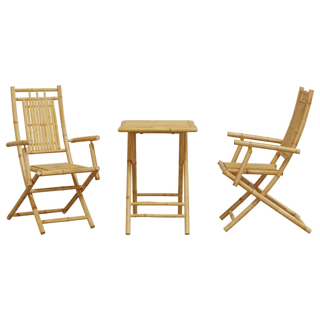 vidaXL 3 Piece Bistro Set Bamboo 4