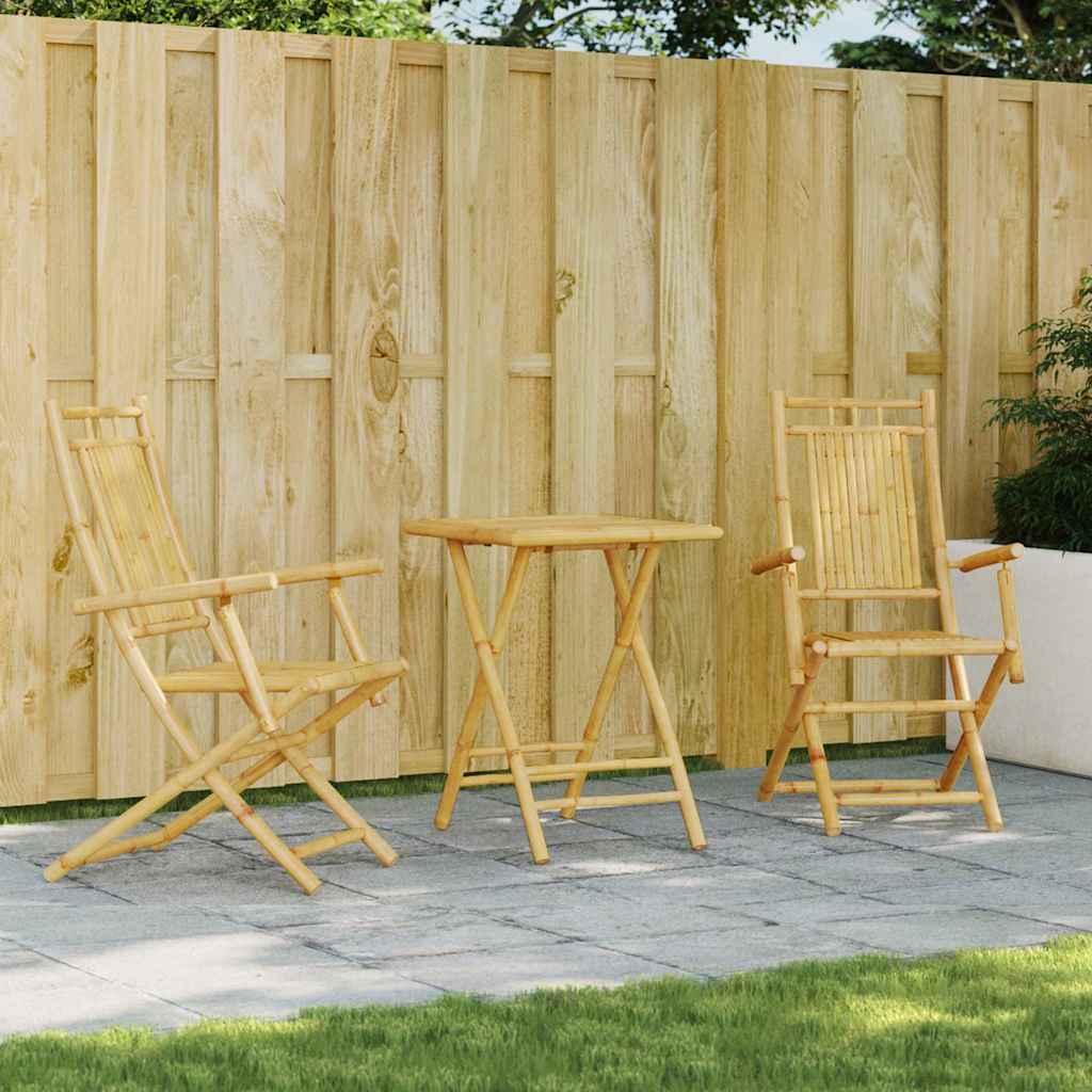 vidaXL 3 Piece Bistro Set Bamboo 1