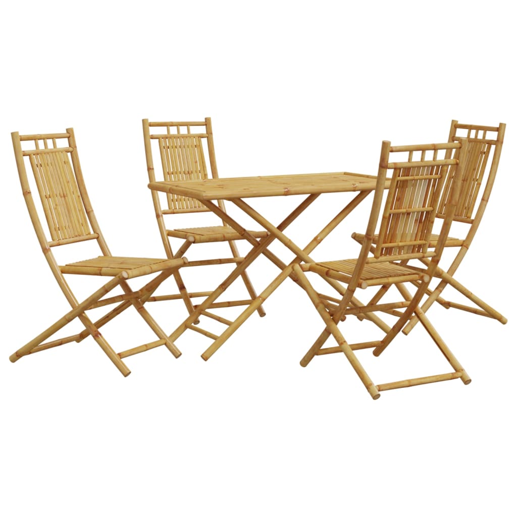 vidaXL 5 Piece Garden Dining Set Bamboo 2