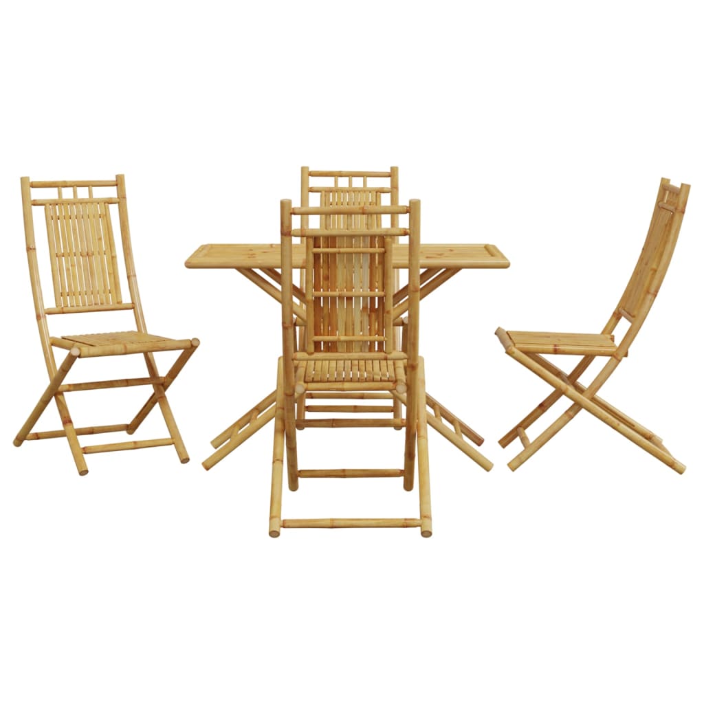vidaXL 5 Piece Garden Dining Set Bamboo 3