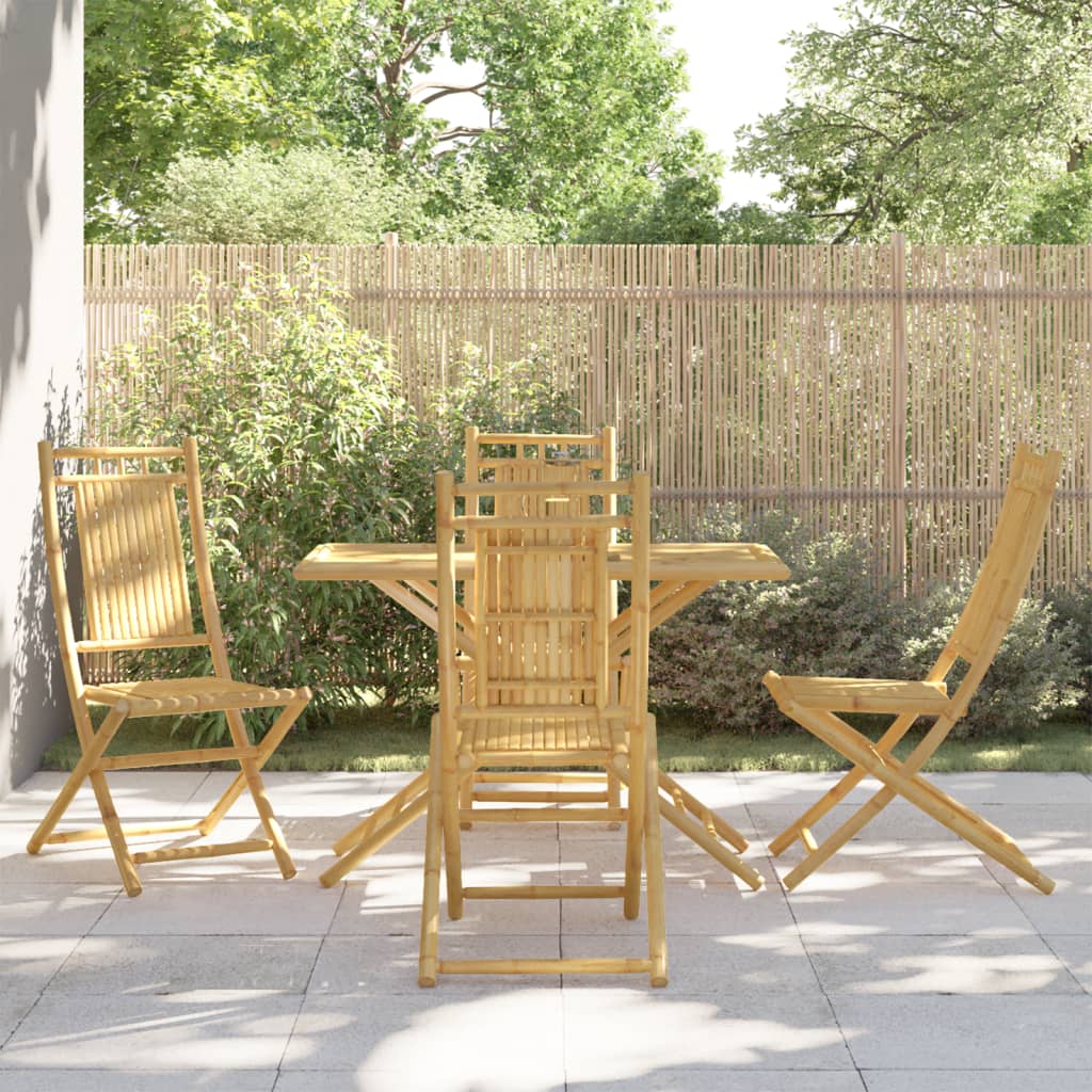 vidaXL 5 Piece Garden Dining Set Bamboo 1