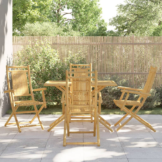 5 Piece Garden Dining Set Bamboo With armrest