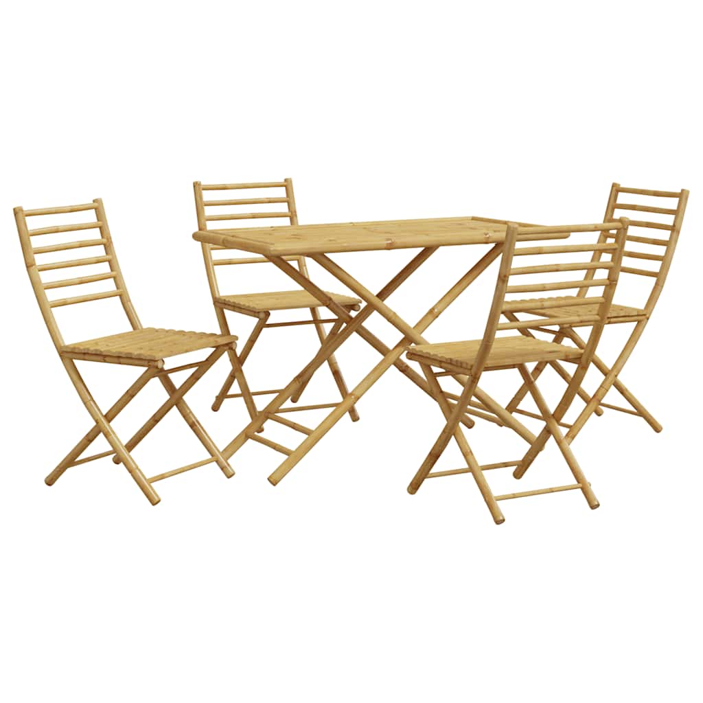 vidaXL 5 Piece Garden Dining Set Bamboo 2