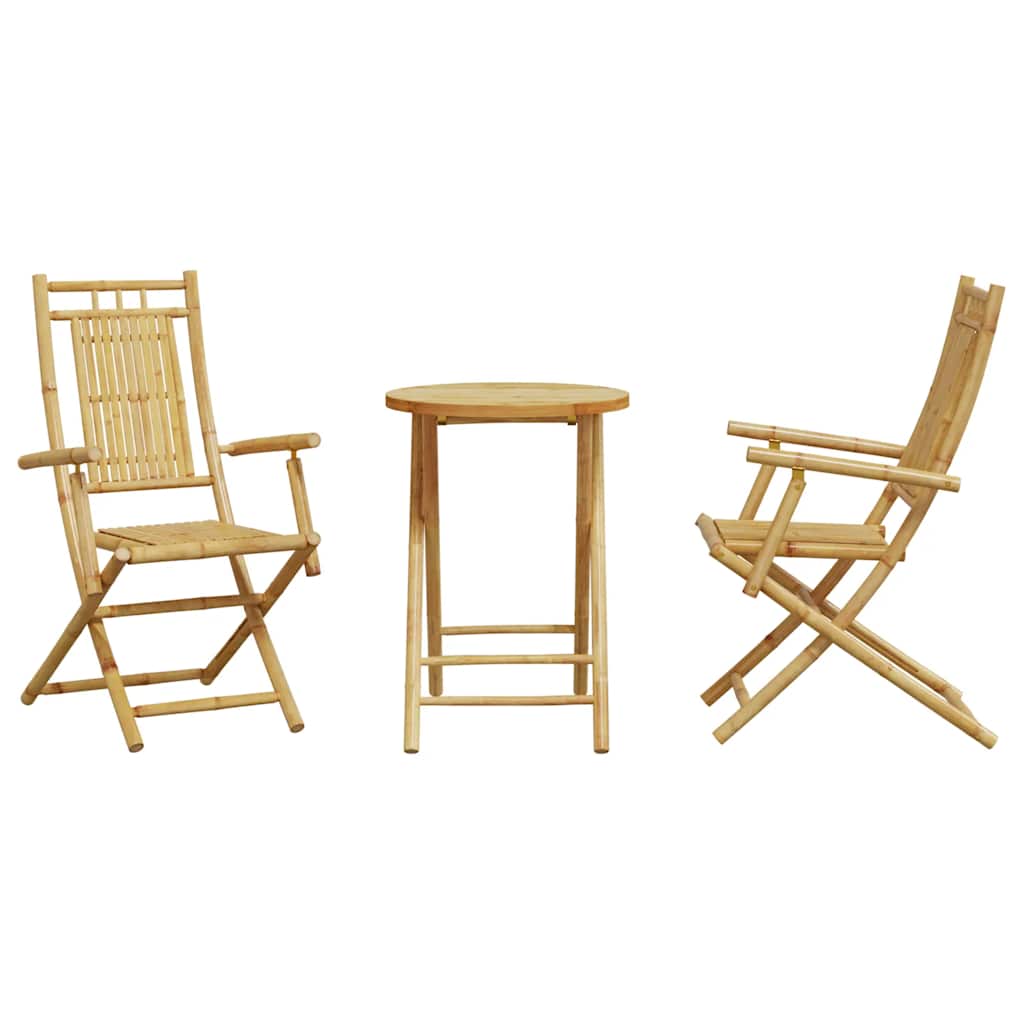 vidaXL 3 Piece Bistro Set Bamboo 4