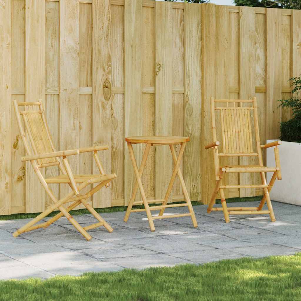 3 Piece Bistro Set Bamboo Round