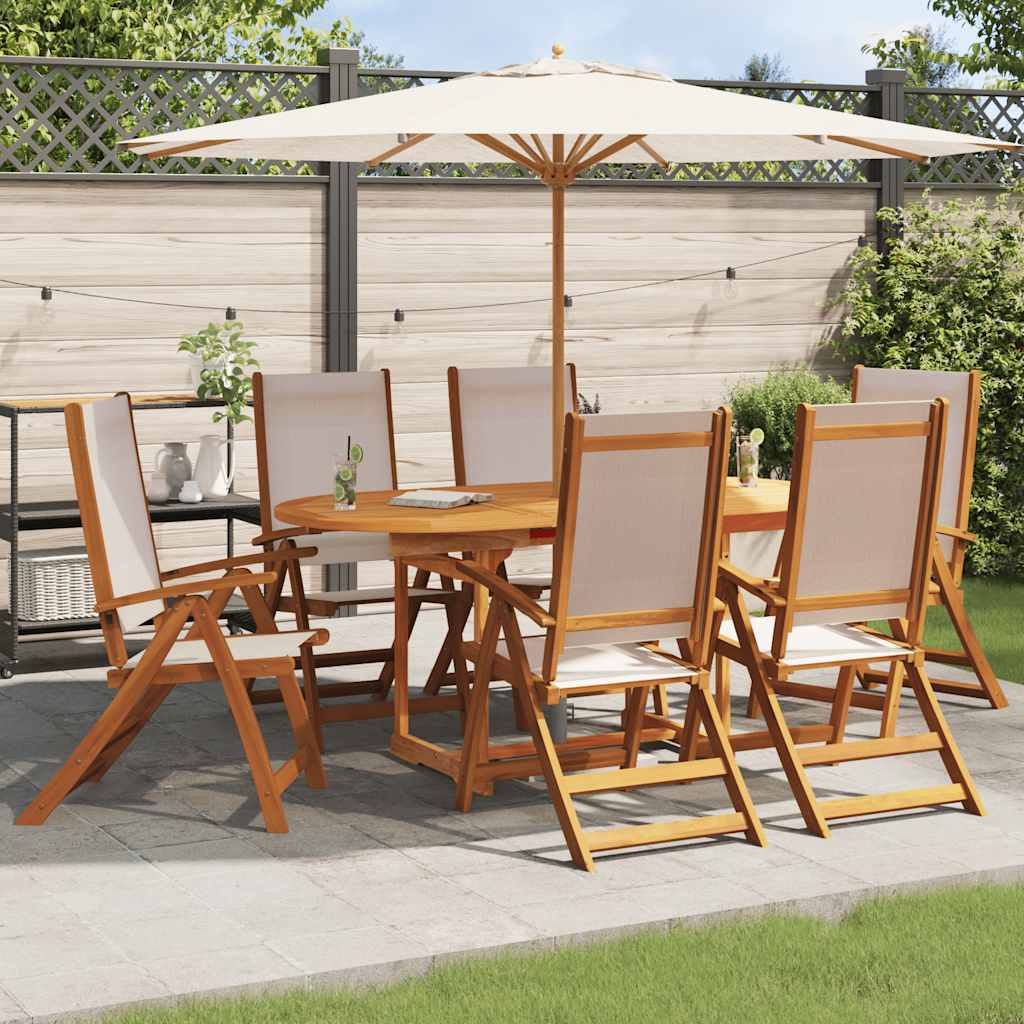 vidaXL Folding Chairs Solid Wood Acacia and Textilene