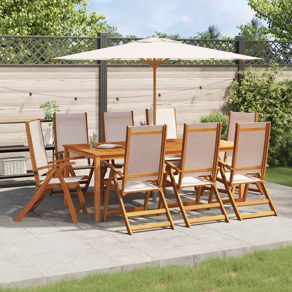 vidaXL Folding Chairs Solid Wood Acacia and Textilene