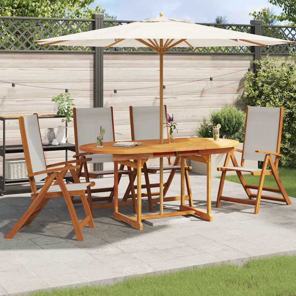 vidaXL Folding Chairs 4 pcs Solid Wood Acacia and Textilene 1