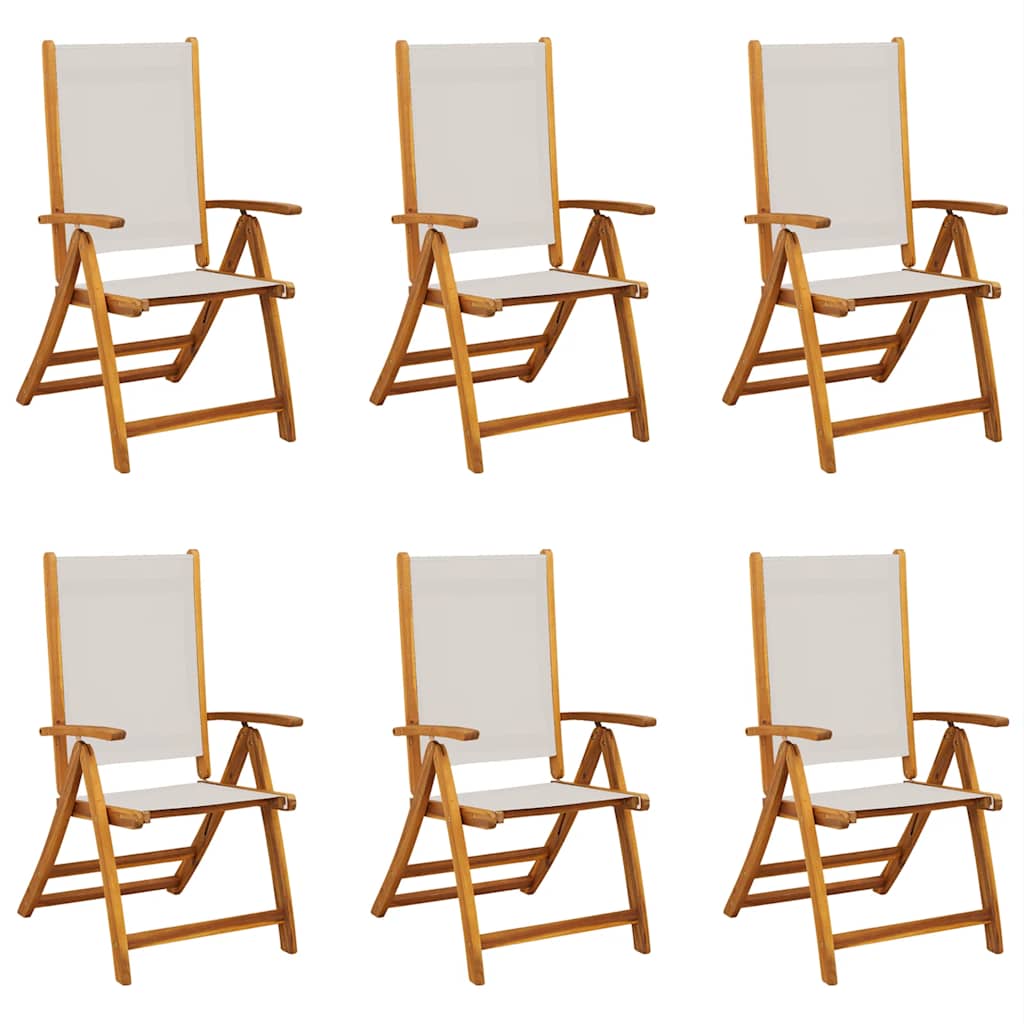 Folding Chairs Solid Wood Acacia and Textilene Grey 6