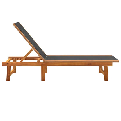 vidaXL Sun Loungers 2 pcs Black Solid Wood Acacia and Textilene 4